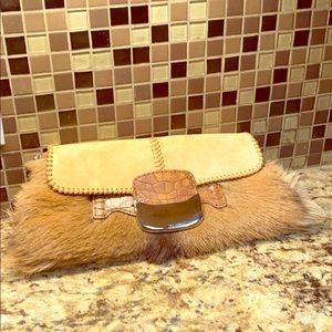 Tod’s Tan and Brown Goat Fur Purse